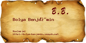 Bolya Benjámin névjegykártya